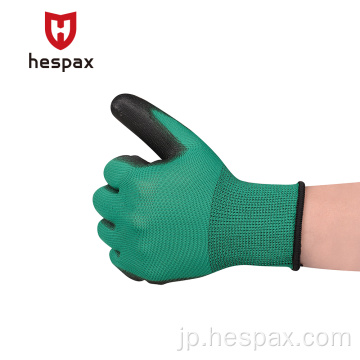 ヘスパックス労働手袋グリーンPUナイロンアセンブリ電子